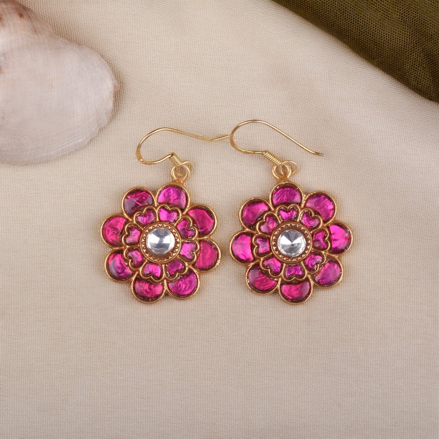 Silvernika Sun-kissed Flower Drops Earrings Gold Plated