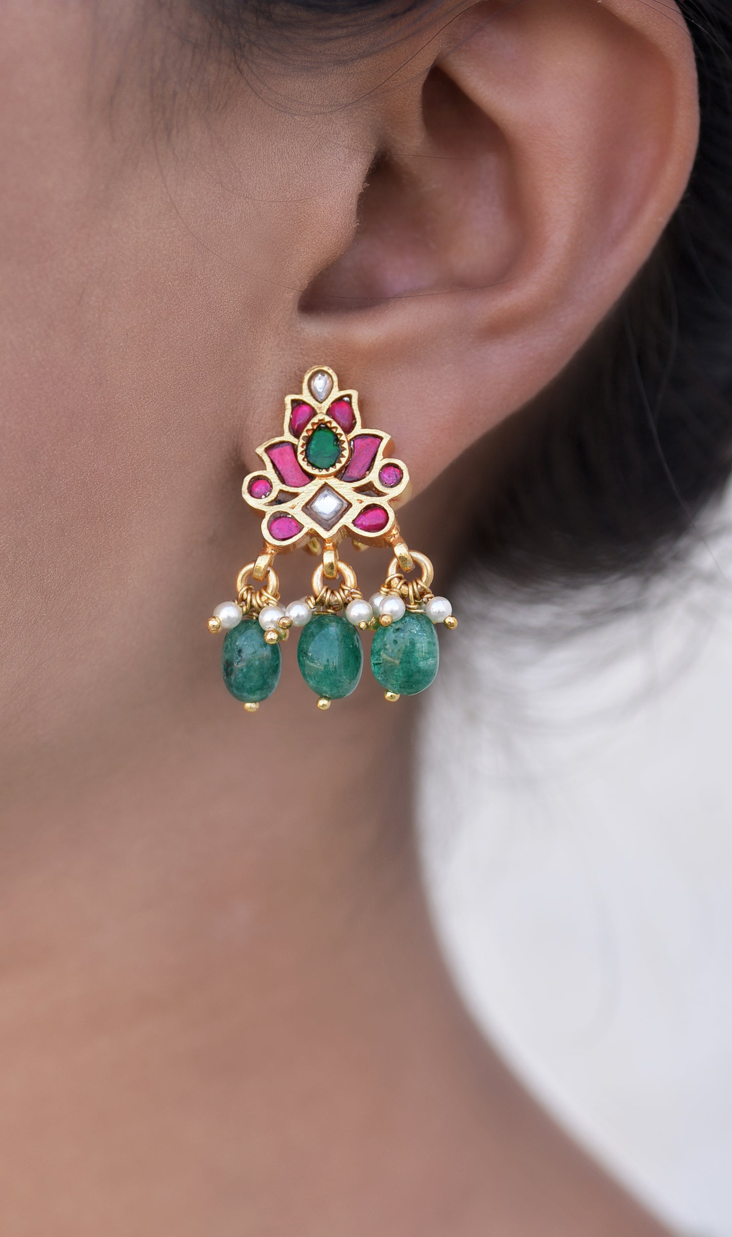 Silvernika Kundan Lotus Earrings