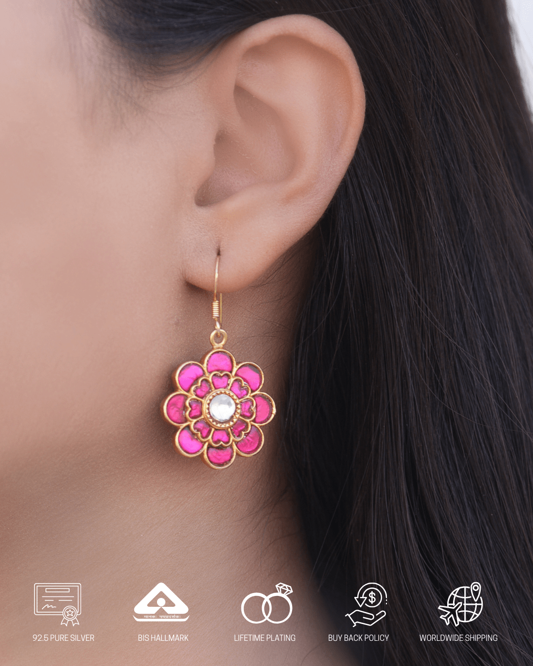 Silvernika Sun-kissed Flower Drops Earrings Gold Plated