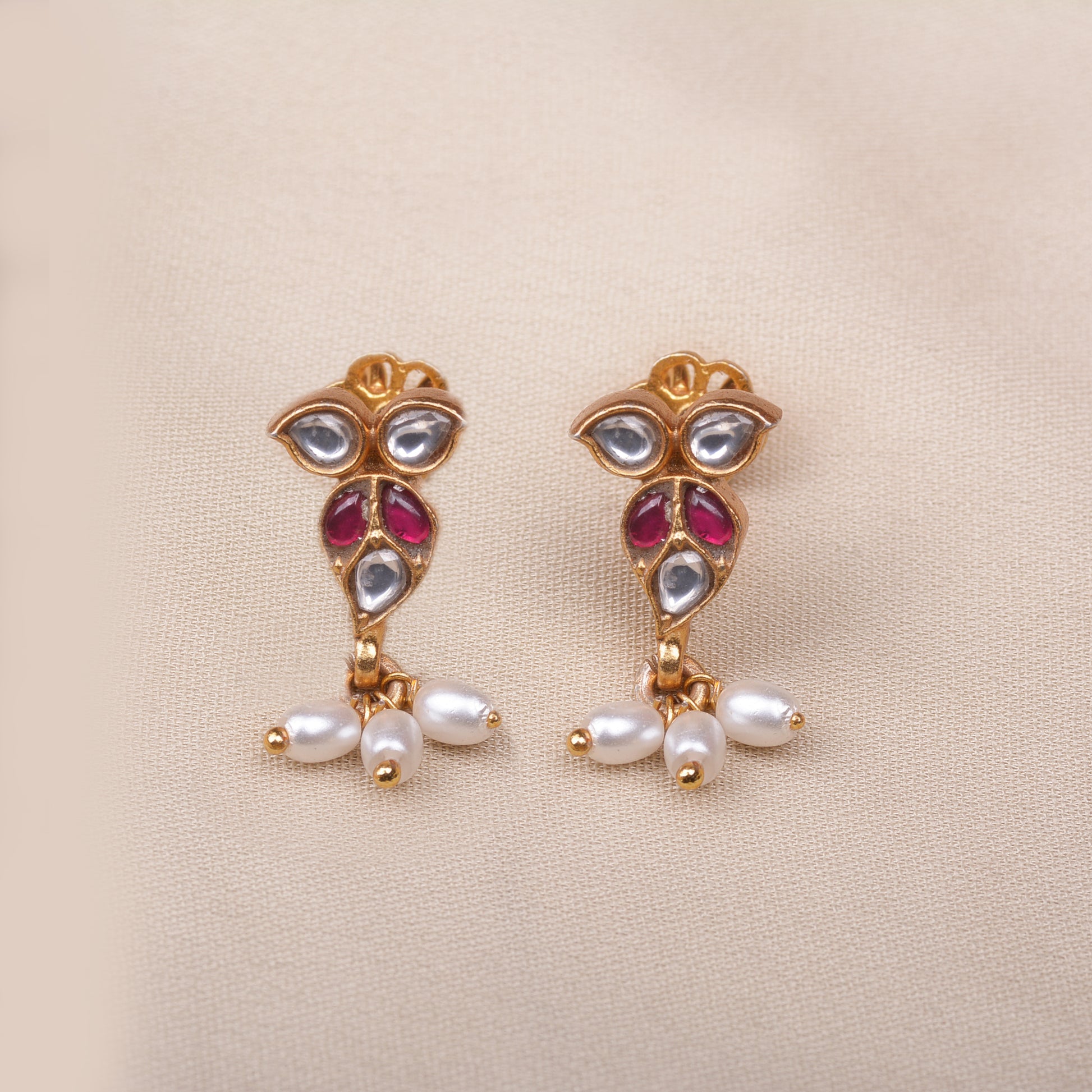 Gold Plated Silver Kundan Earrings 