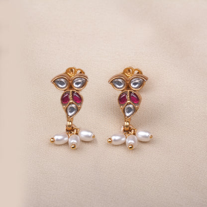 Gold Plated Silver Kundan Earrings 