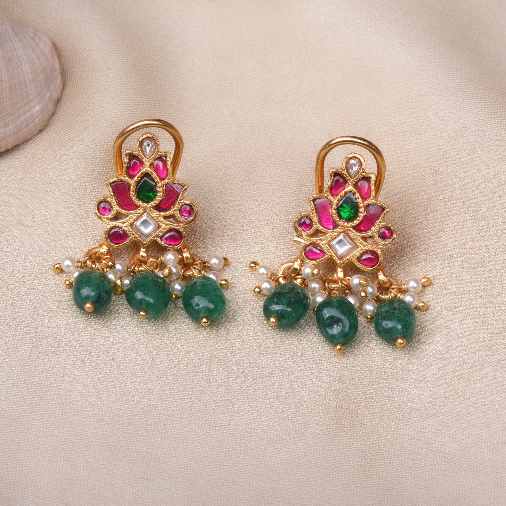 Silvernika Kundan Lotus Earrings
