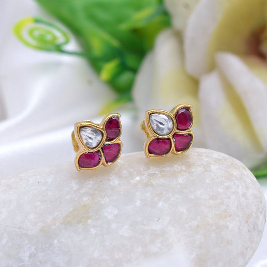 Silvernika Minimal Pink Stone Earrings