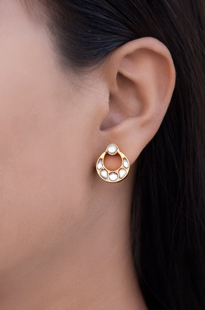 Silvernika Gold Plated Chandbali Mirror Earrings