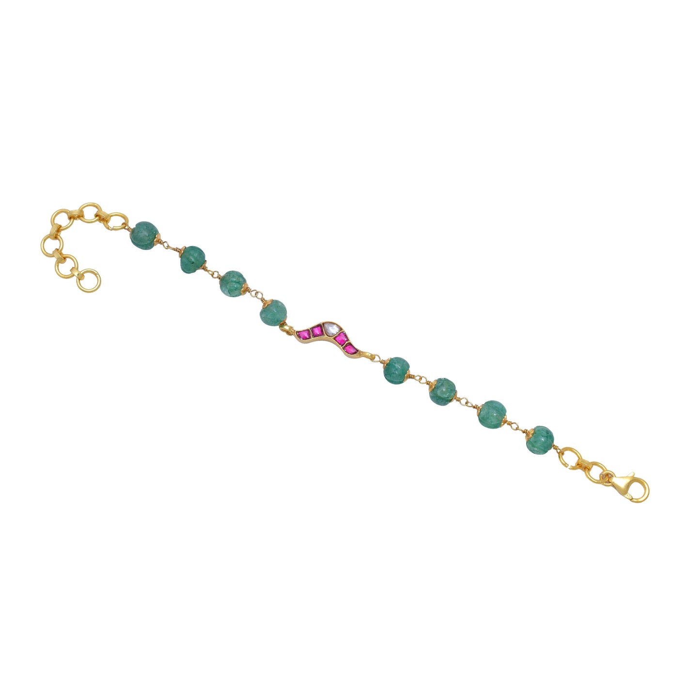 Silvernika Red & Green Stone Bracelet