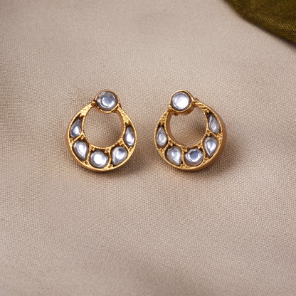 Silvernika Gold Plated Chandbali Mirror Earrings