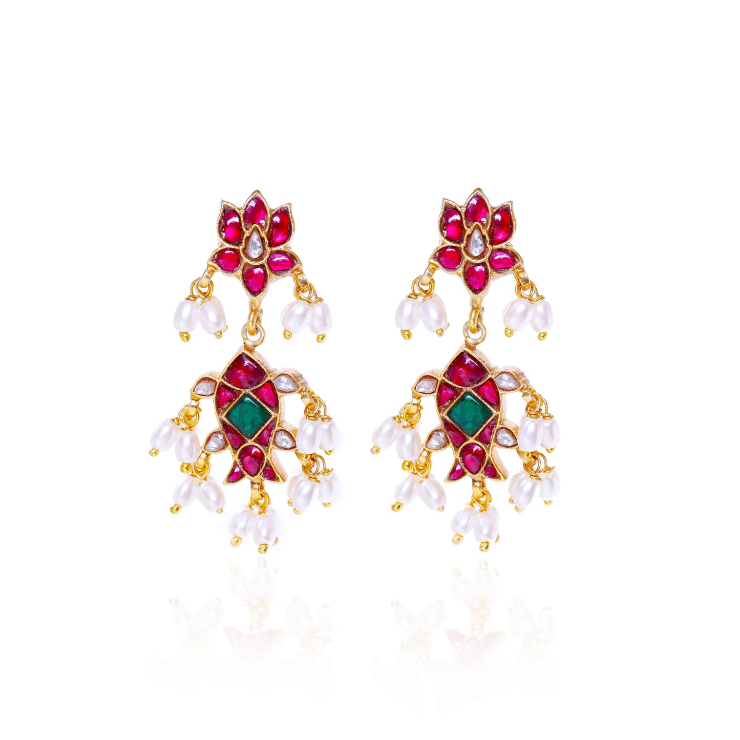 Silvernika Kundan and Pearl Chandbali earring
