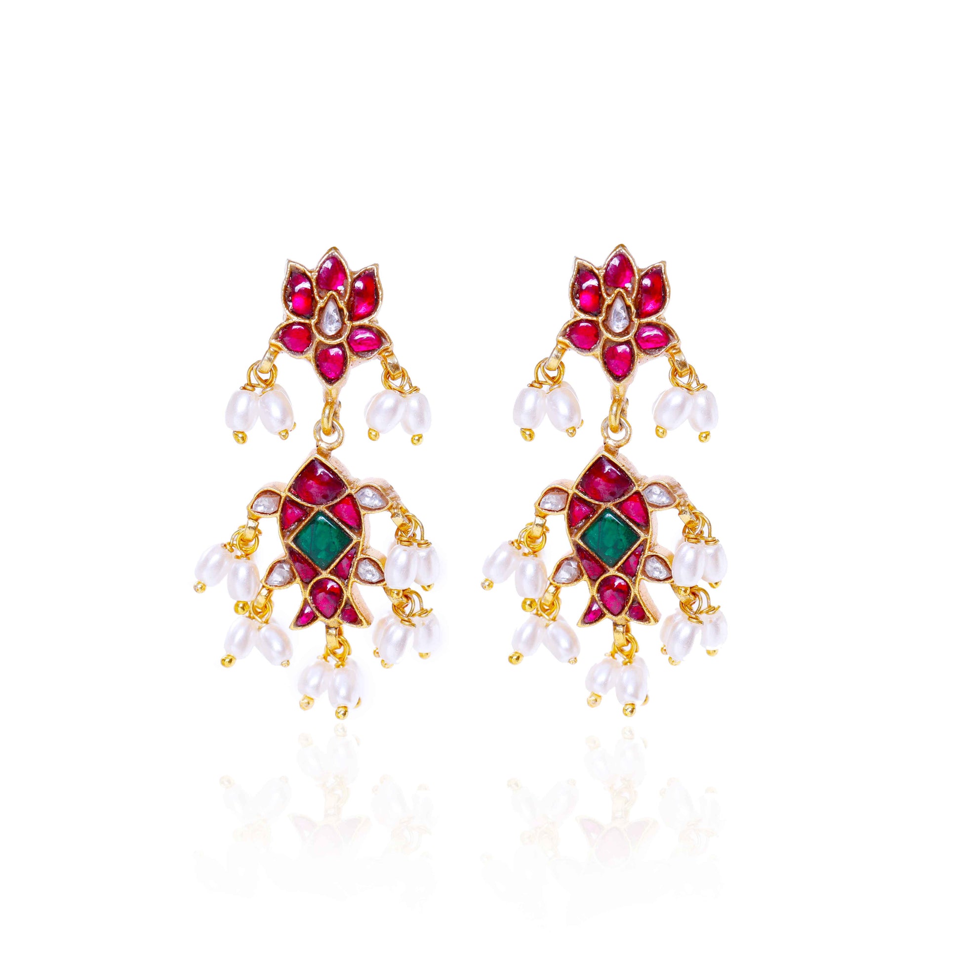 Silvernika Kundan and Pearl Chandbali earring