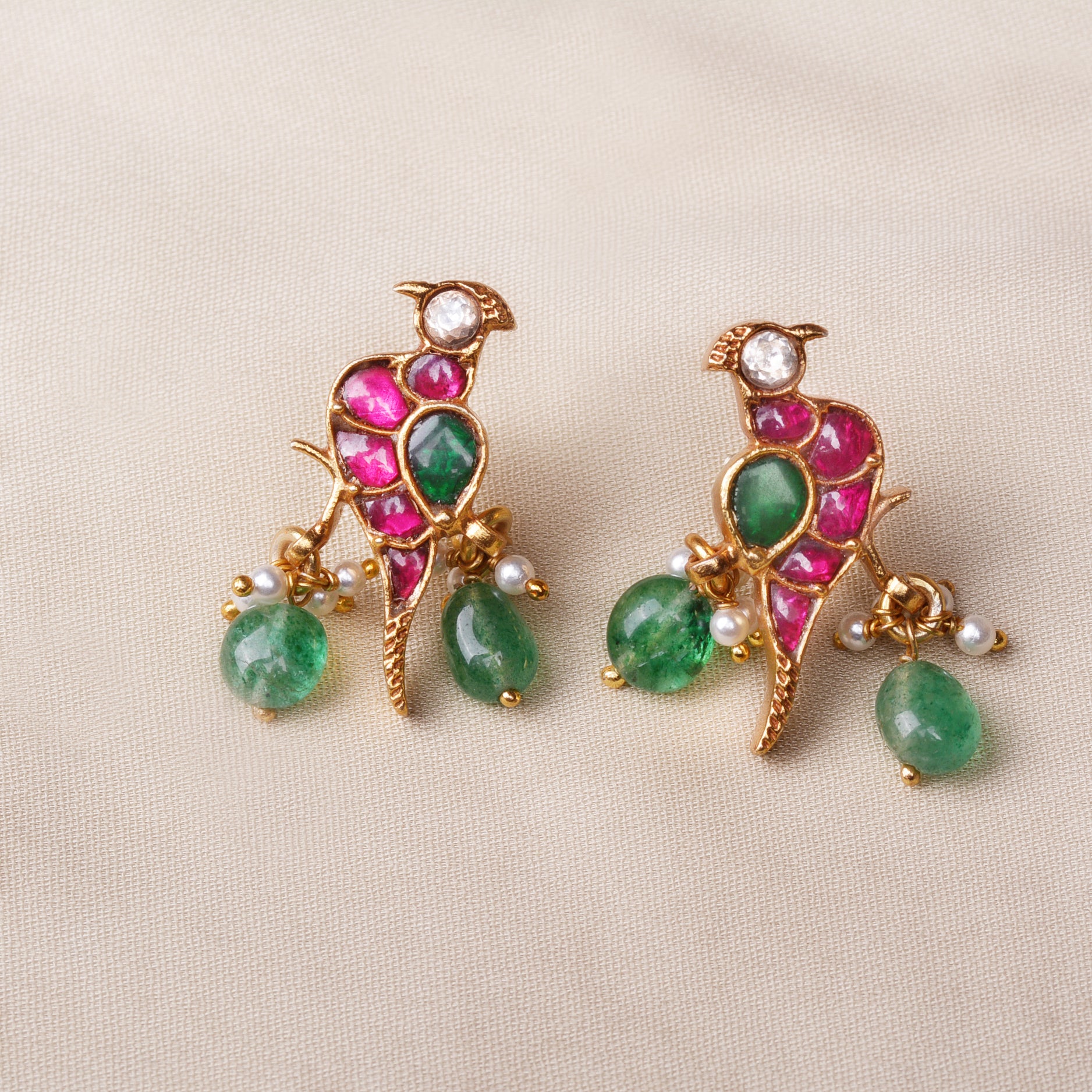 Silvernika Kundan Parrots Earrings