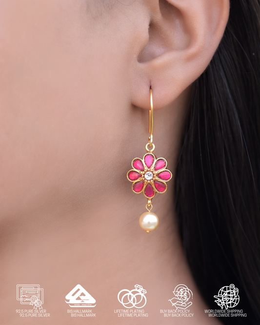 Silvernika Floral Kundan Earrings