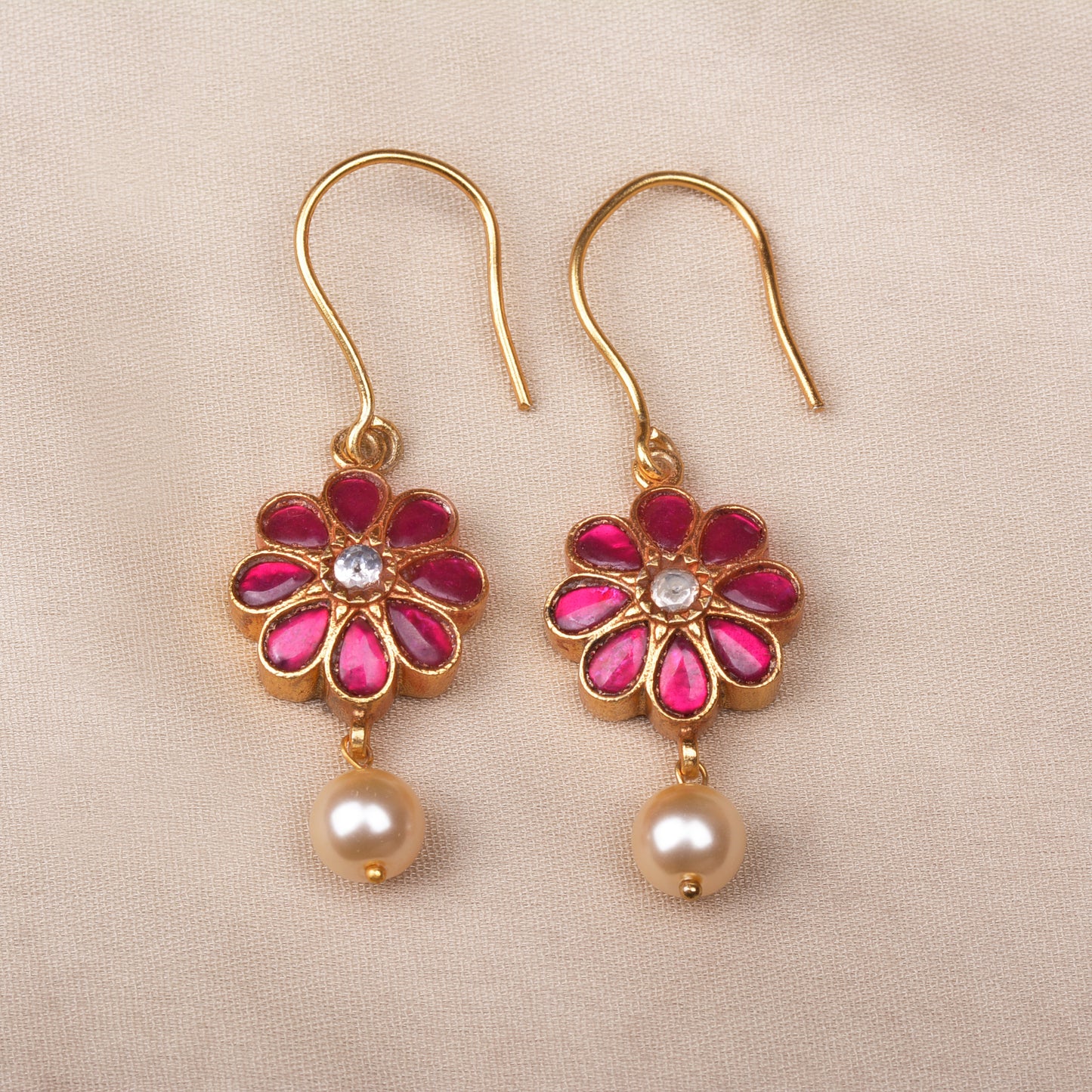 Silvernika Floral Kundan Earrings