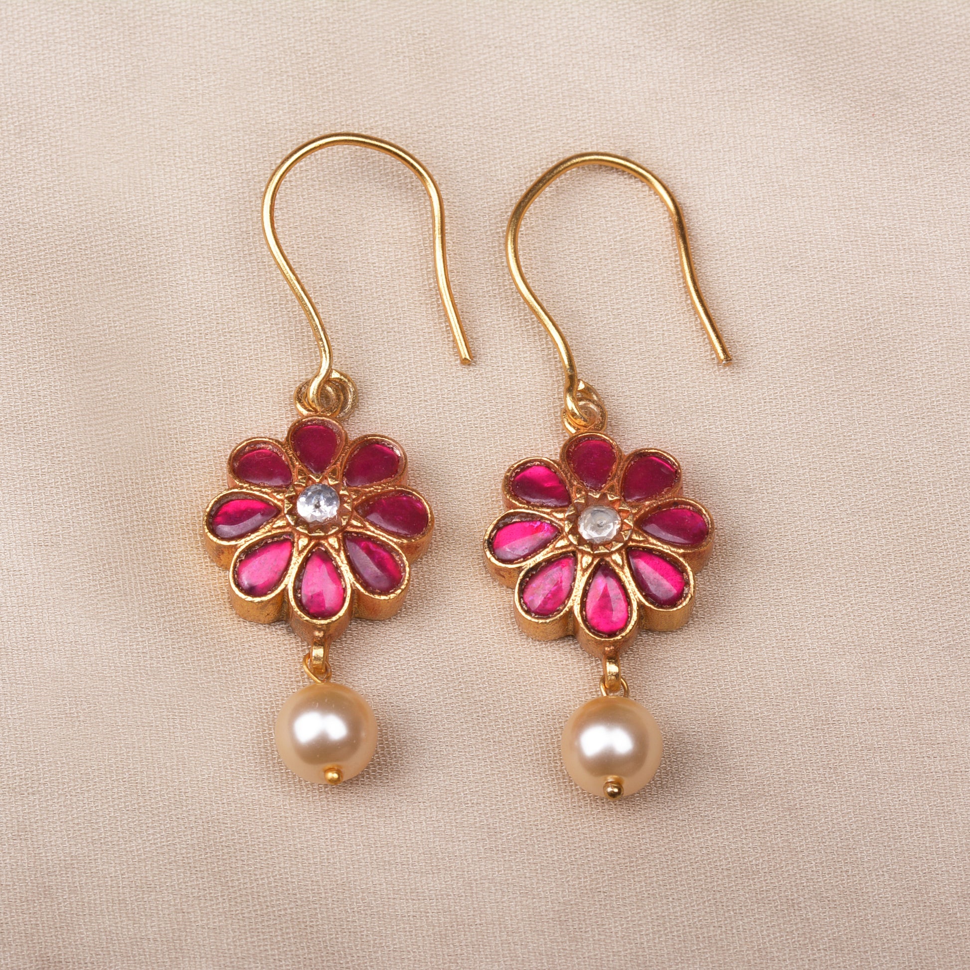 Silvernika Floral Kundan Earrings