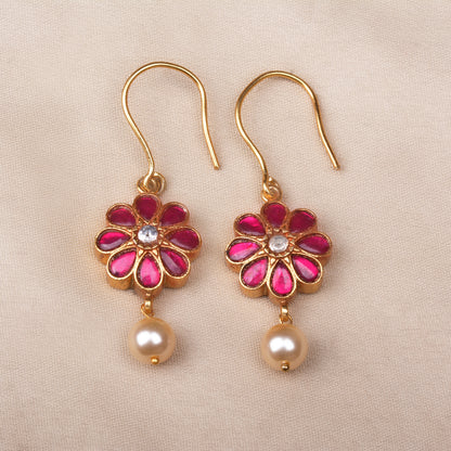 Silvernika Floral Kundan Earrings