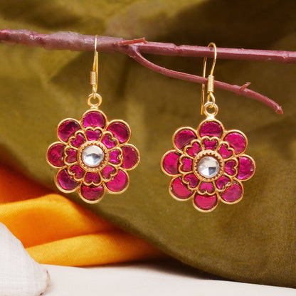 Silvernika Sun-kissed Flower Drops Earrings Gold Plated