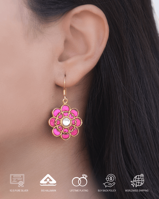 Silvernika Sun-kissed Flower Drops Earrings Gold Plated