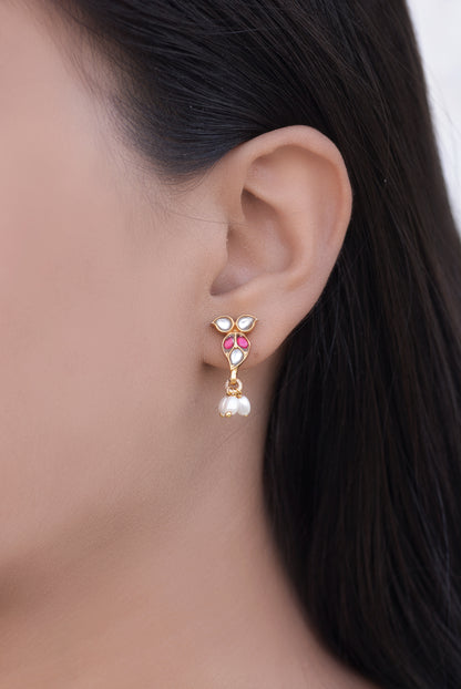 Gold Plated Silver Kundan Earrings 