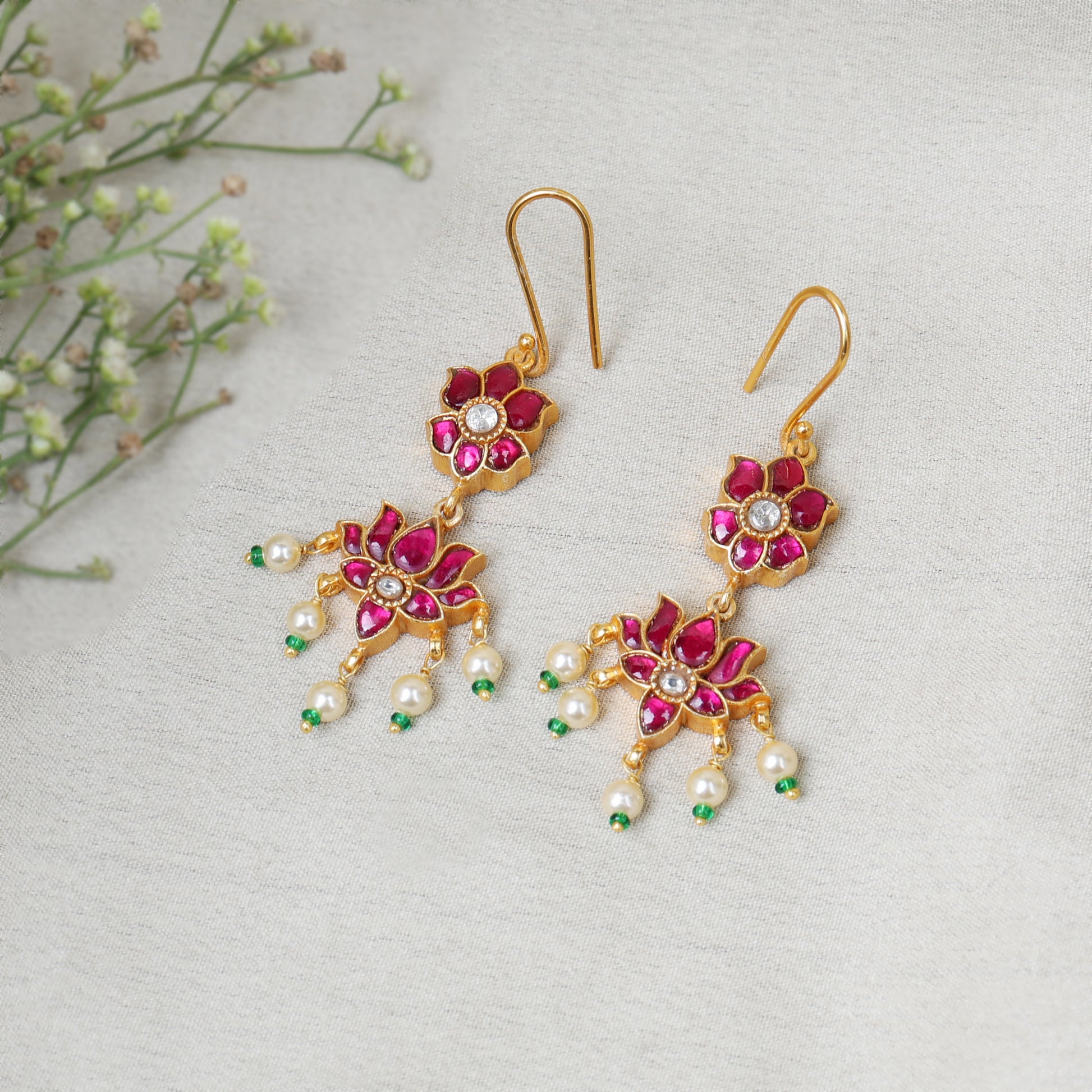 Silvernika 92.5 Silver Gold Plated Lotus Ganesha Earrings