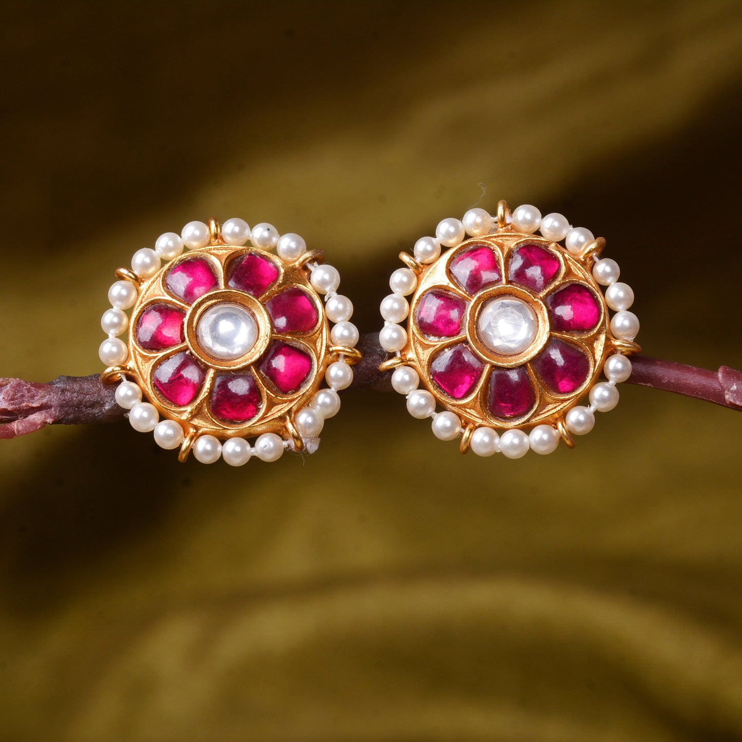 Silvernika Silver Gold Plated Stud Earrings