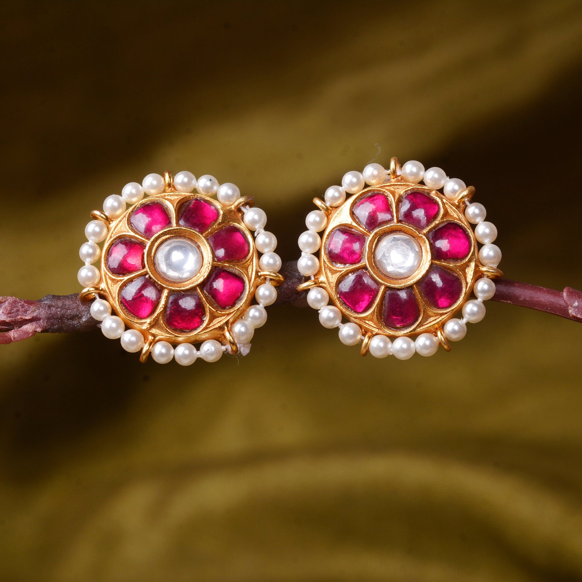 Silvernika Silver Gold Plated Stud Earrings