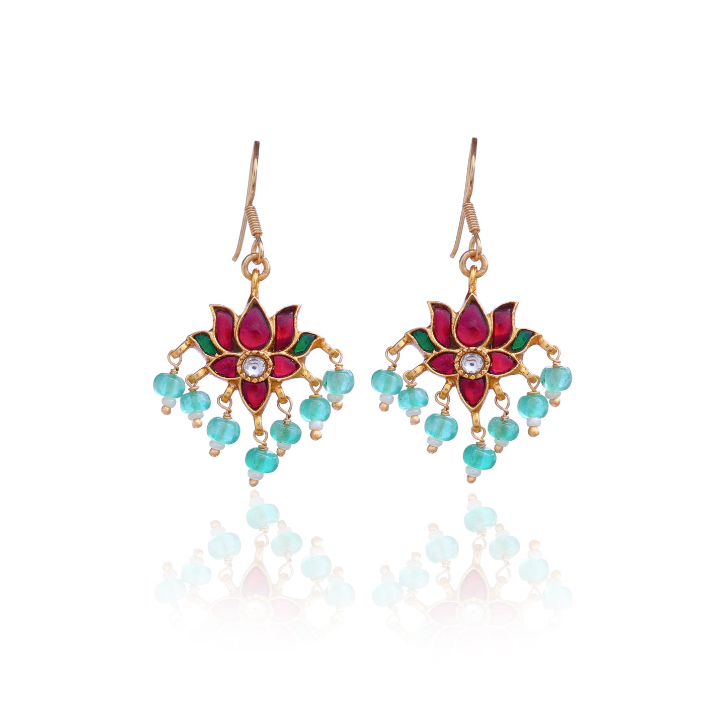 Silvernika Lotus Ruby Stone Earrings