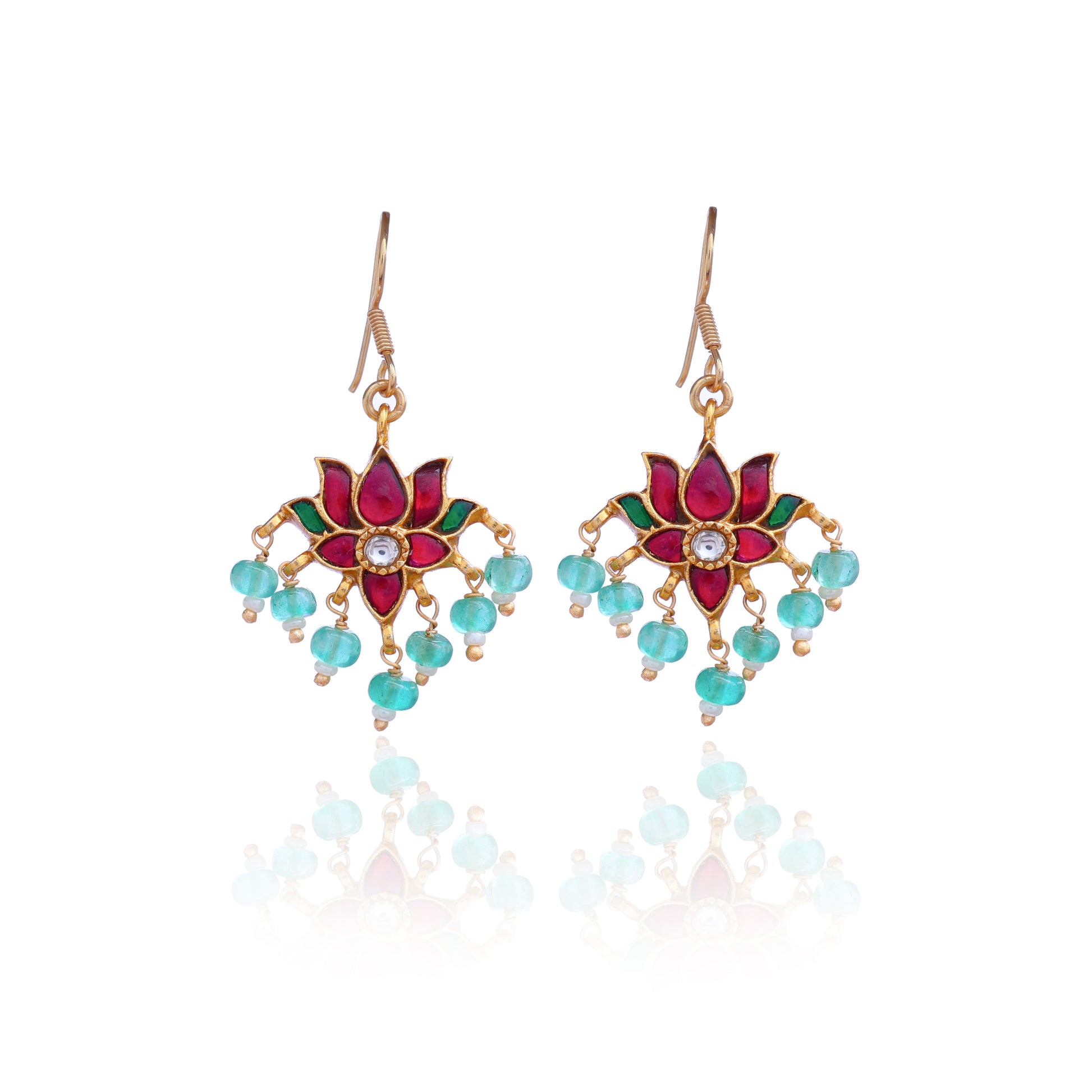 Silvernika Lotus Ruby Stone Earrings