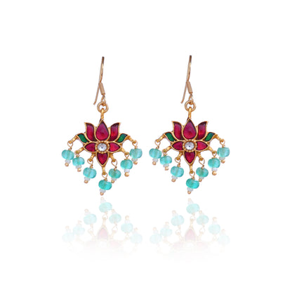 Silvernika Lotus Ruby Stone Earrings