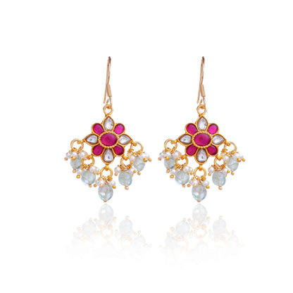 Silvernika Red & White Stone Earrings
