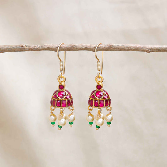 Silvernika kundan jhumki earrings 