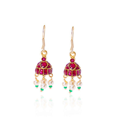 Silvernika kundan jhumki earrings 