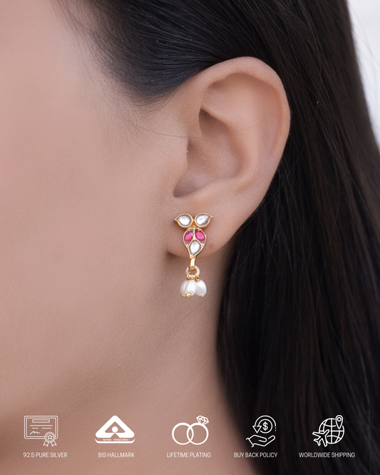 Gold Plated Silver Kundan Earrings 