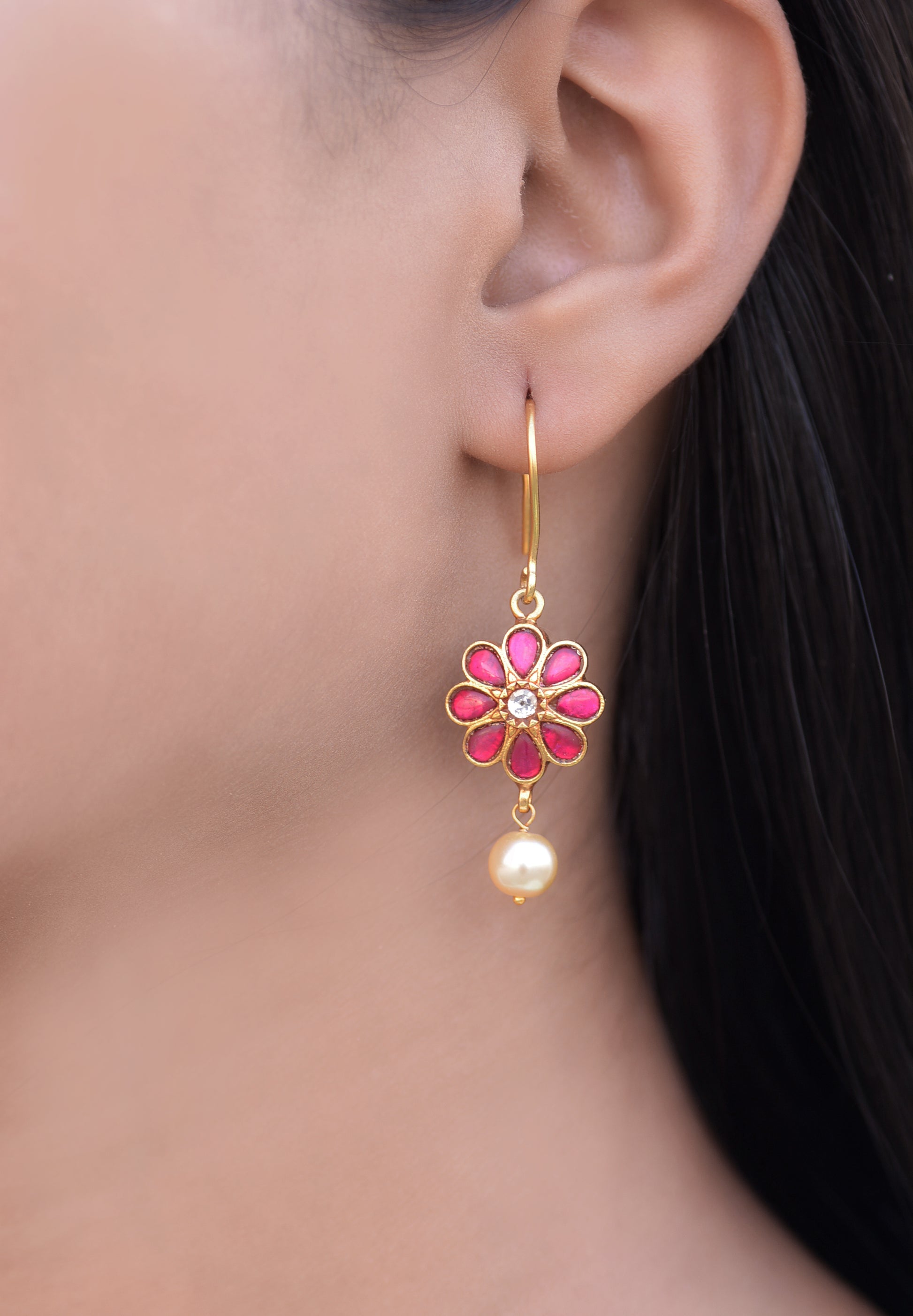 Silvernika Floral Kundan Earrings