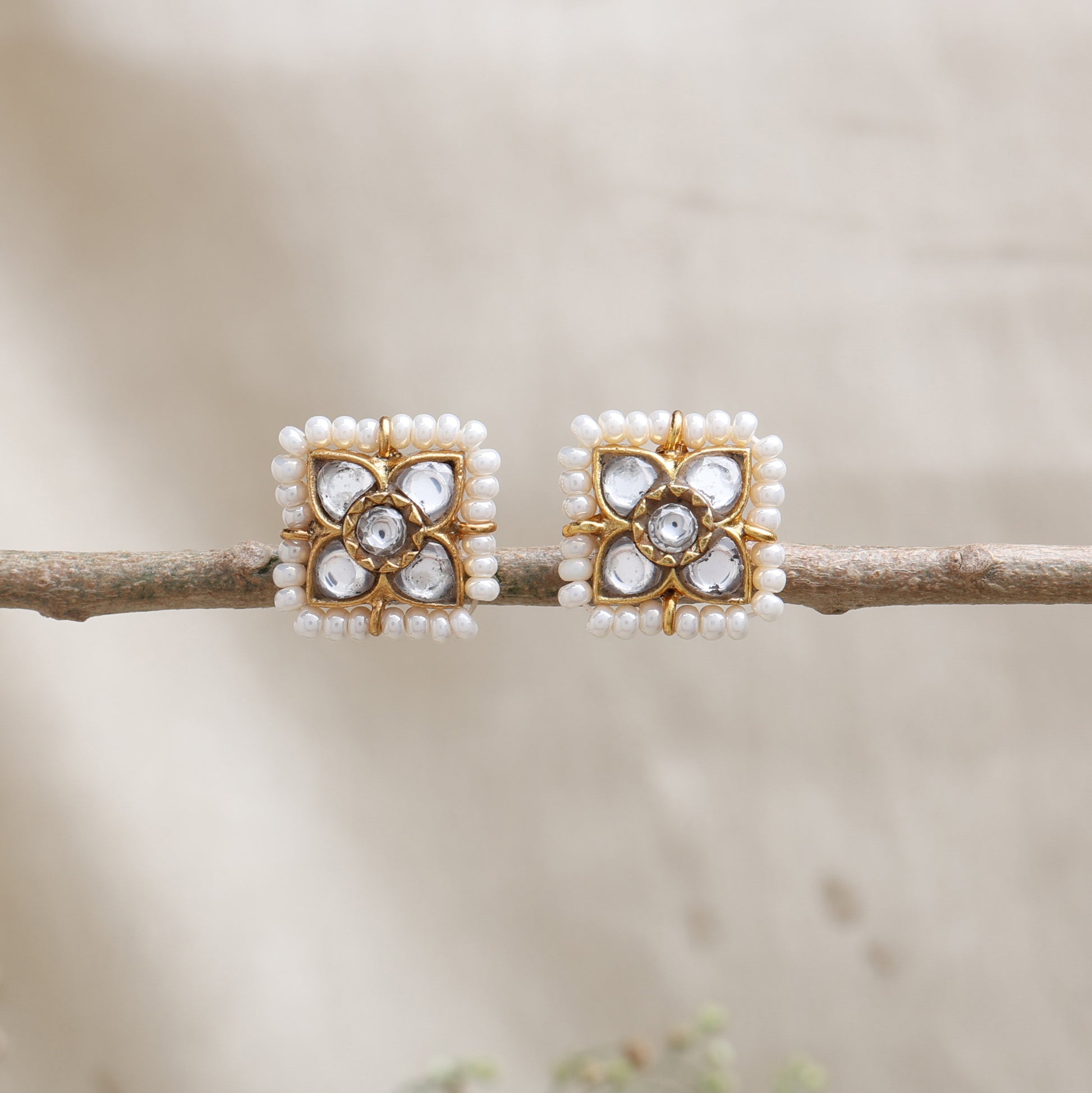 Silvernika Kundan Silver Studs