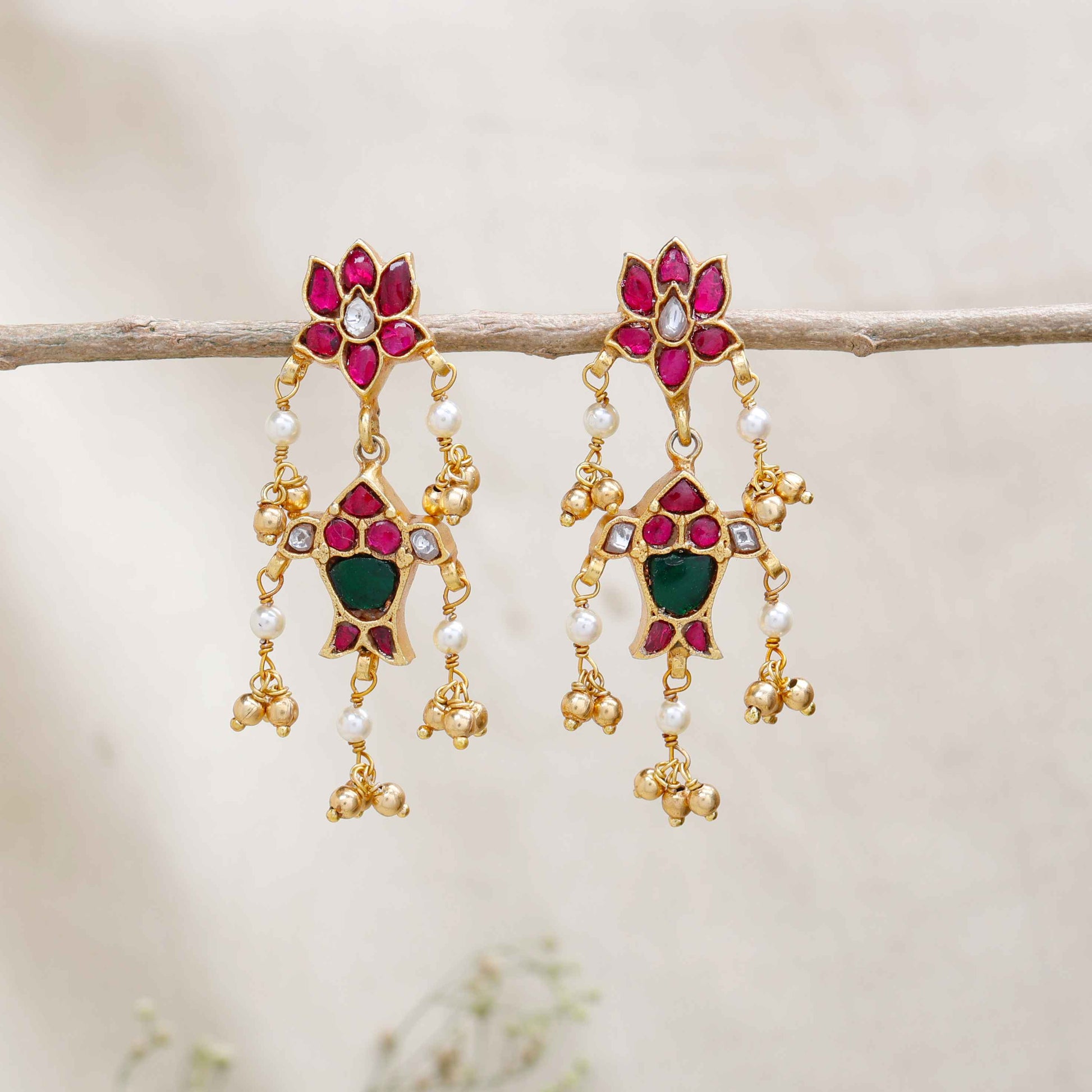 Silvernika Kundan and Pearl Chandbali earring