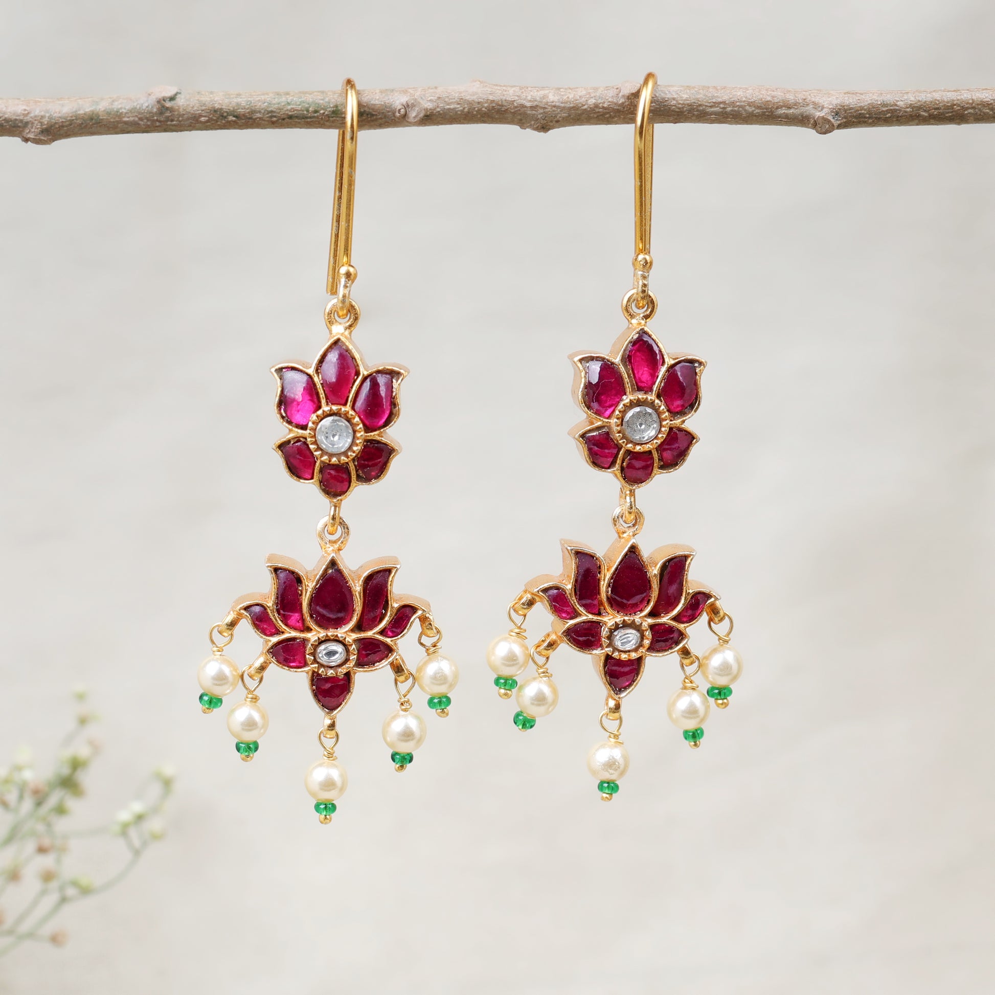 Silvernika 92.5 Silver Gold Plated Lotus Ganesha Earrings