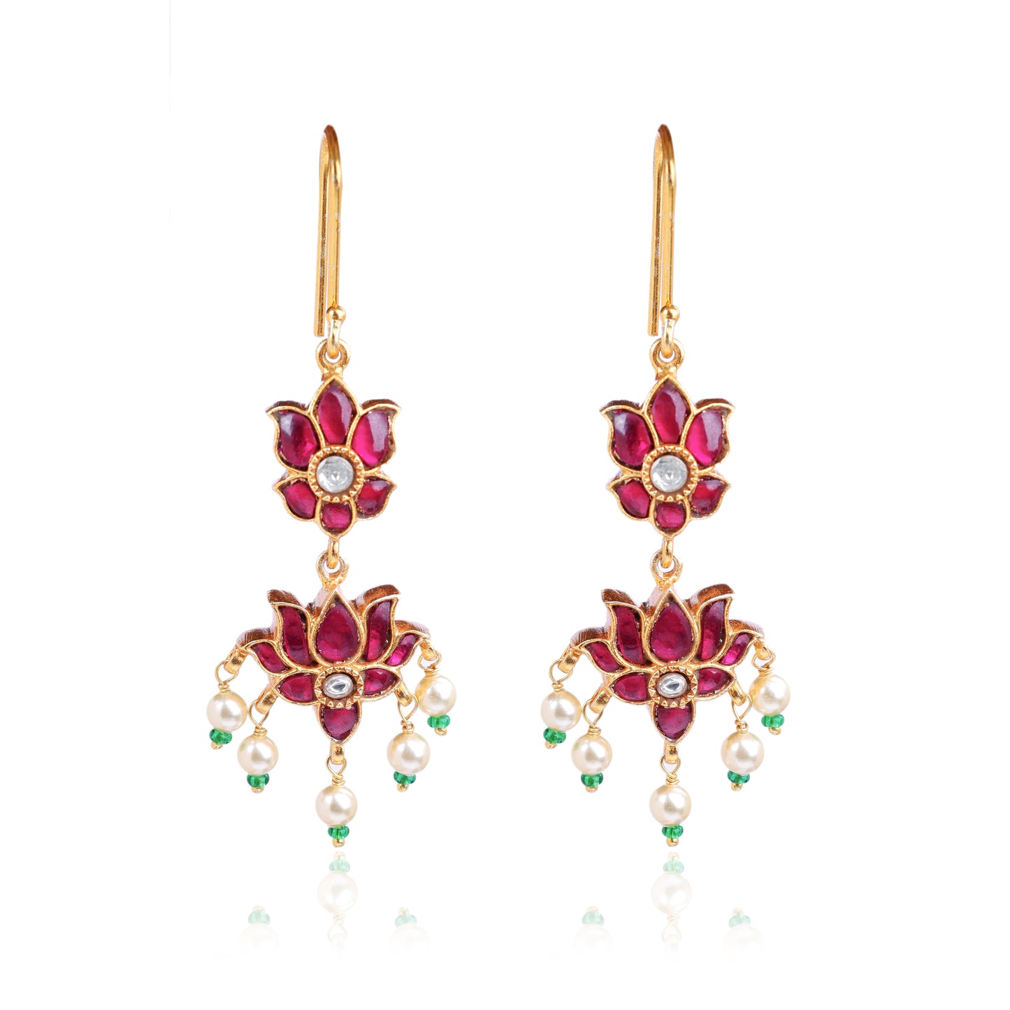 Silvernika 92.5 Silver Gold Plated Lotus Ganesha Earrings