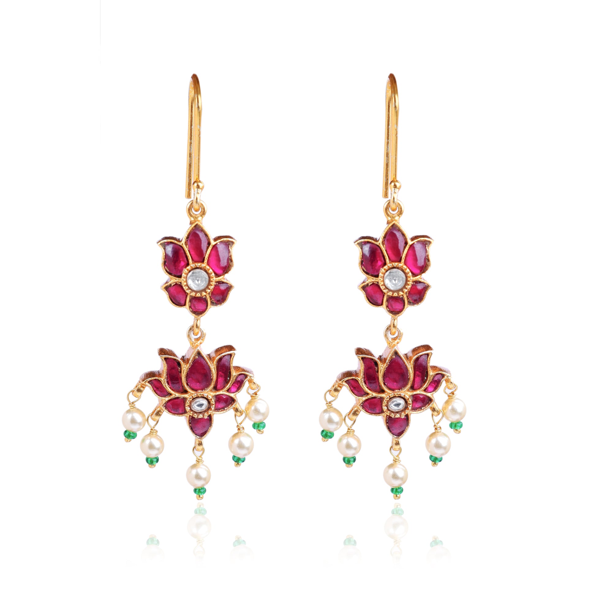 Silvernika 92.5 Silver Gold Plated Lotus Ganesha Earrings