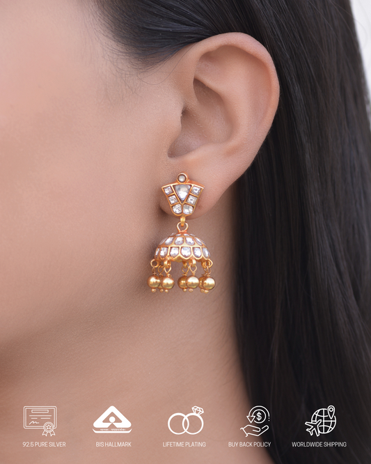 Silvernika Polki Gold Plated Jhumka