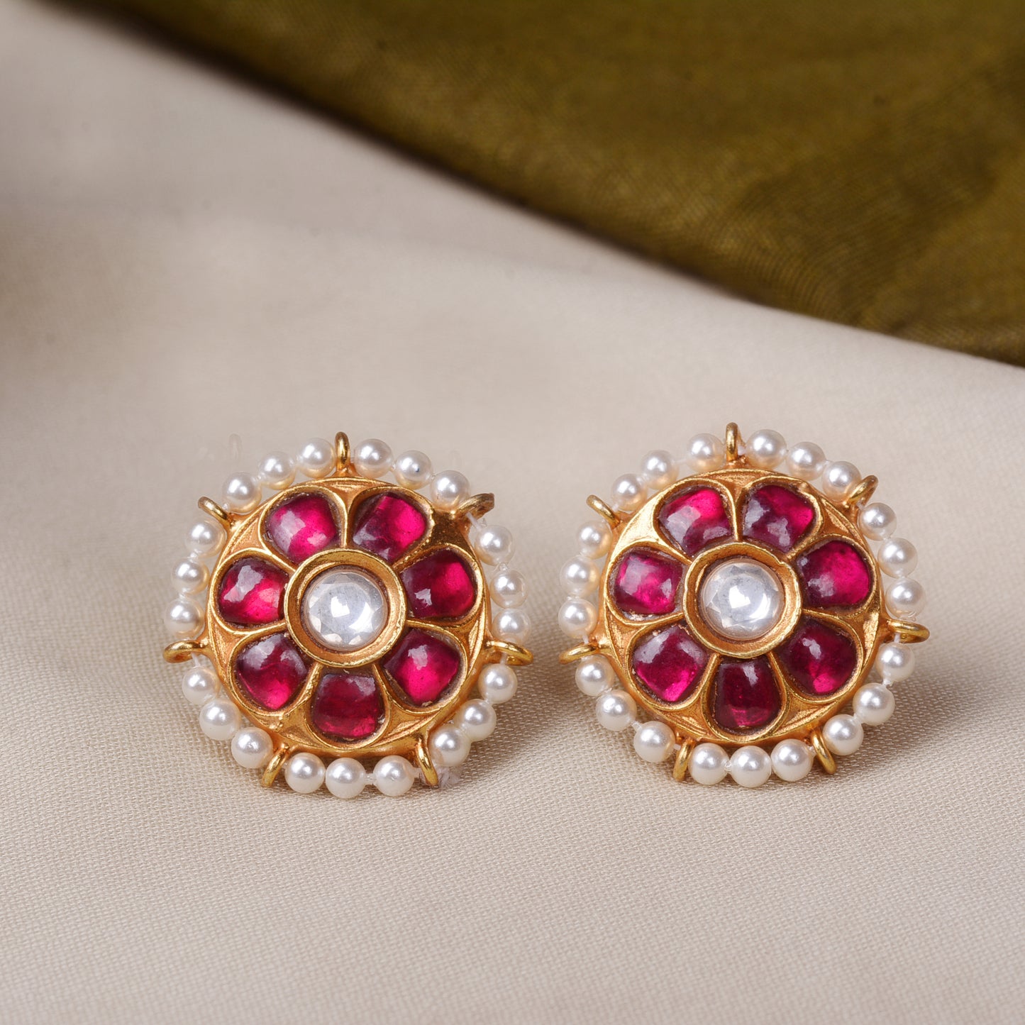 Silvernika Silver Gold Plated Stud Earrings