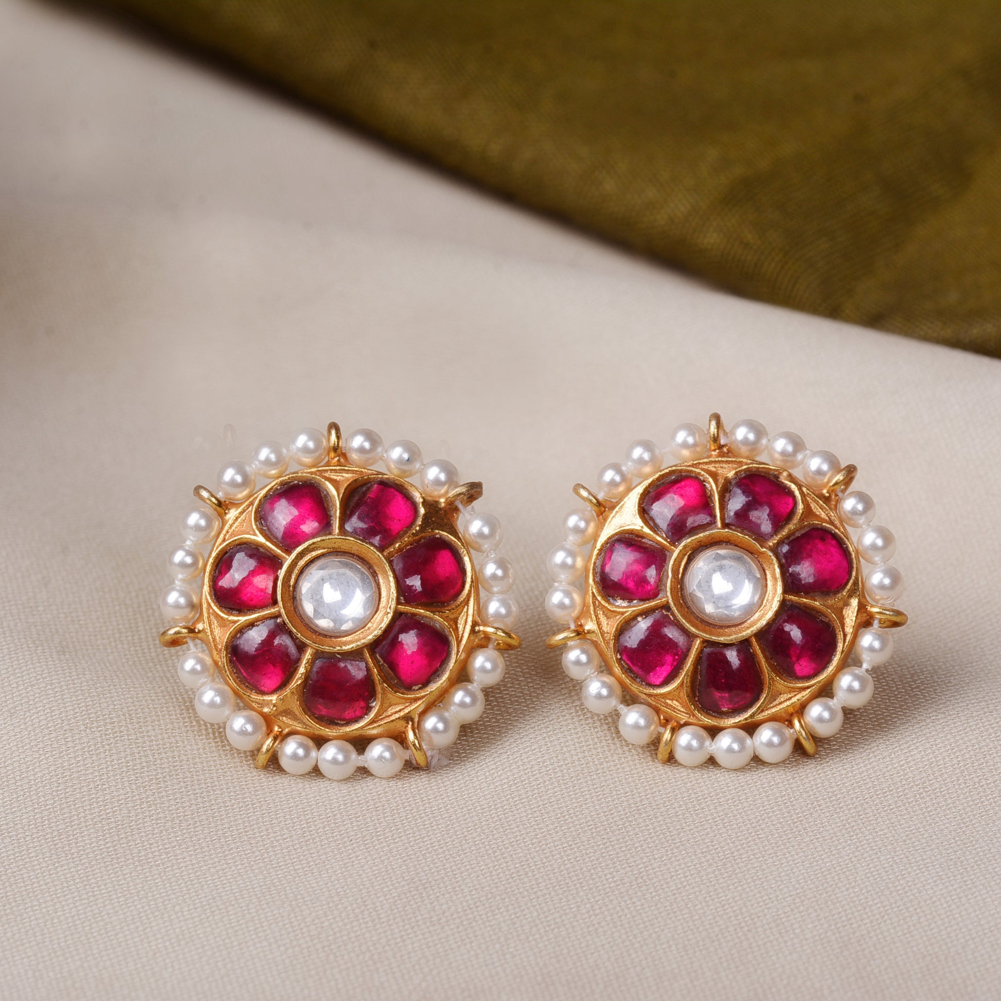 Silvernika Silver Gold Plated Stud Earrings