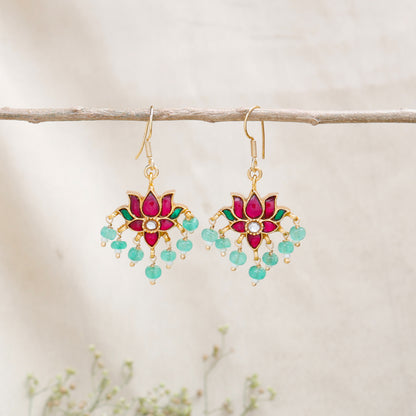 Silvernika Lotus Ruby Stone Earrings