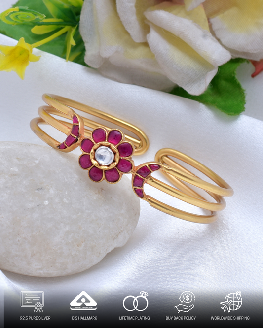 Silvernika GOLD PLATED RUBY STONE BRACELET
