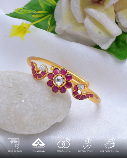 Silvernika PInk Stone 92.5 Sterling Silver Bracelet