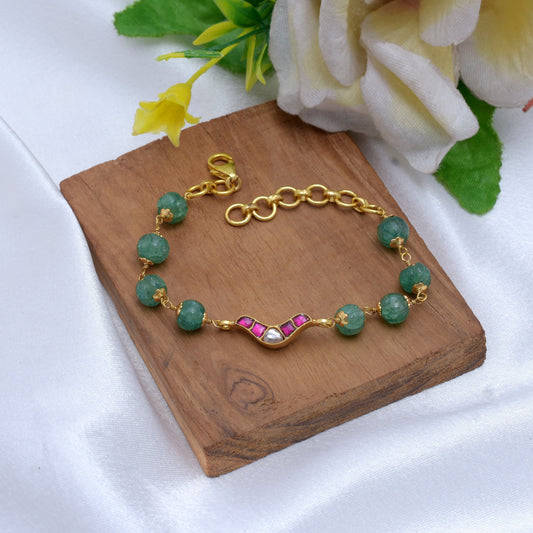 Silvernika Red & Green Stone Bracelet