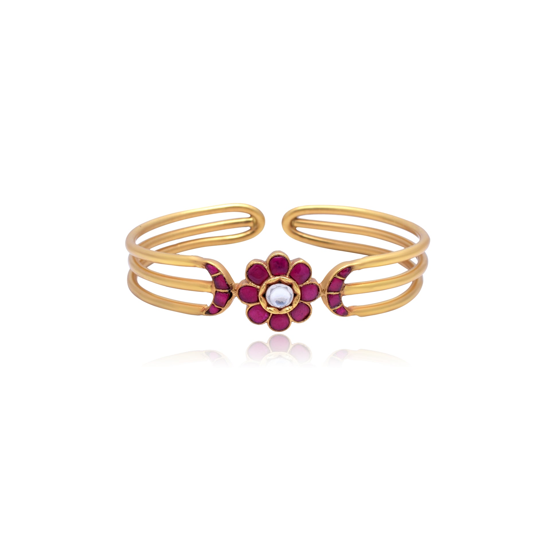 Silvernika GOLD PLATED RUBY STONE BRACELET