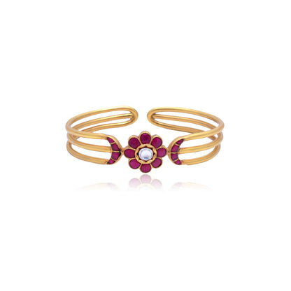 Silvernika GOLD PLATED RUBY STONE BRACELET