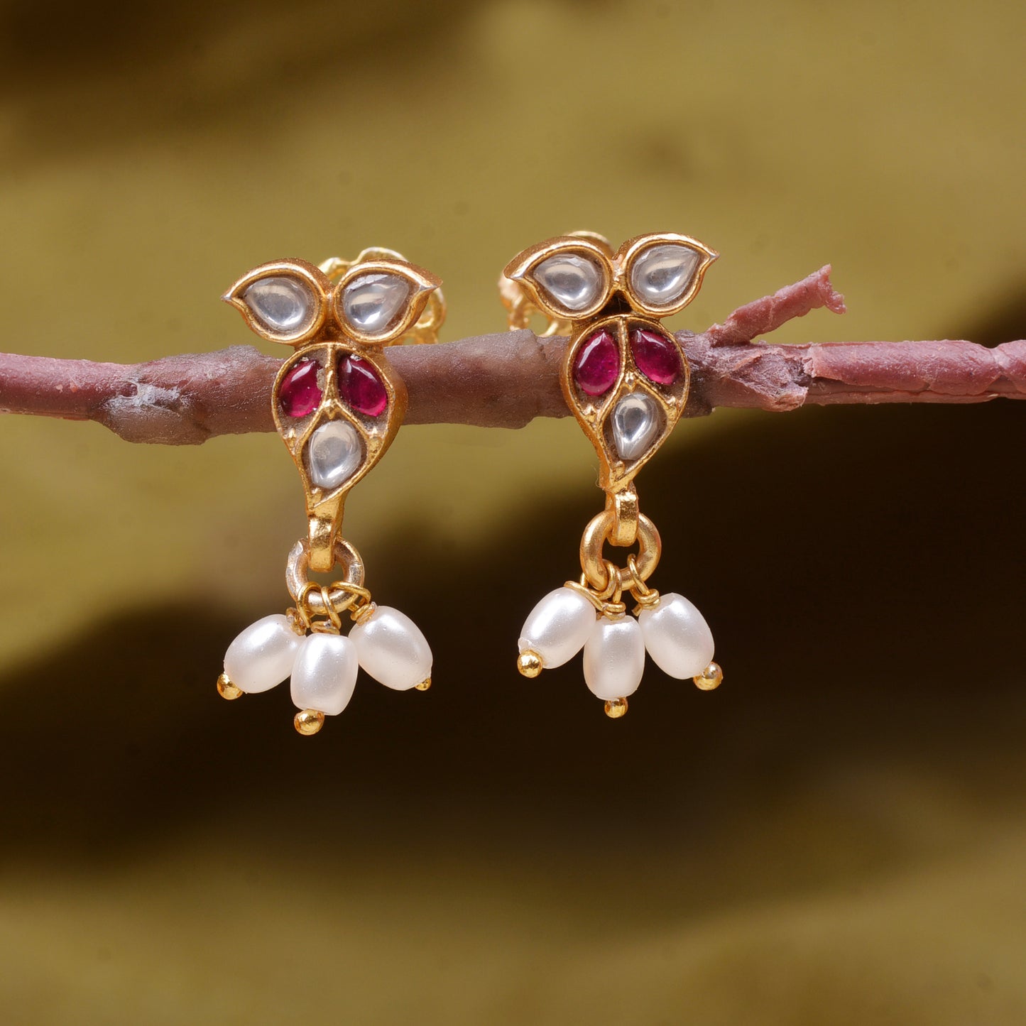 Gold Plated Silver Kundan Earrings 