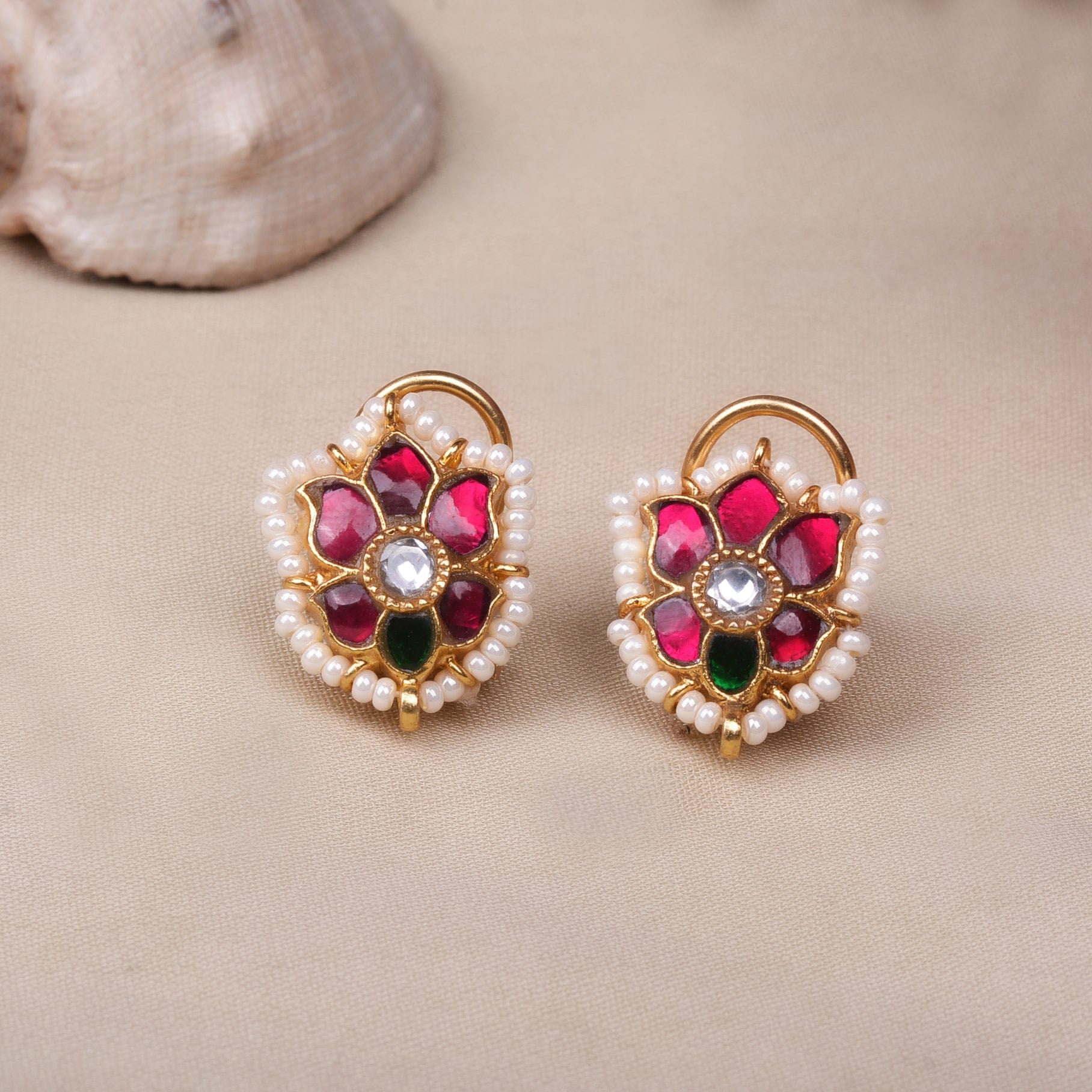 Silvernika Women Gold Push Back SIlver Studs