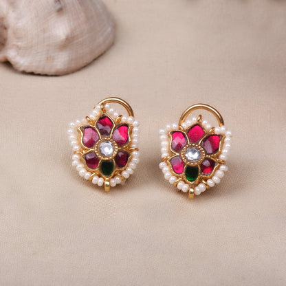 Silvernika Women Gold Push Back SIlver Studs